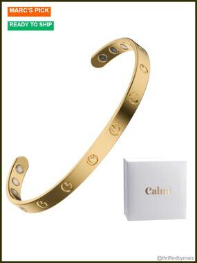 18K Gold-Plated Adjustable Magnetic Wellness Bracelet Stainless Steel